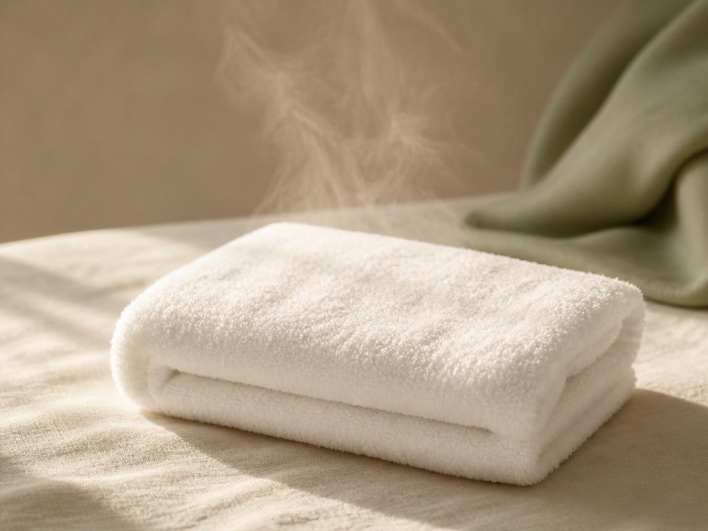 A warm cloth compress applied to the lower back for labor comfort